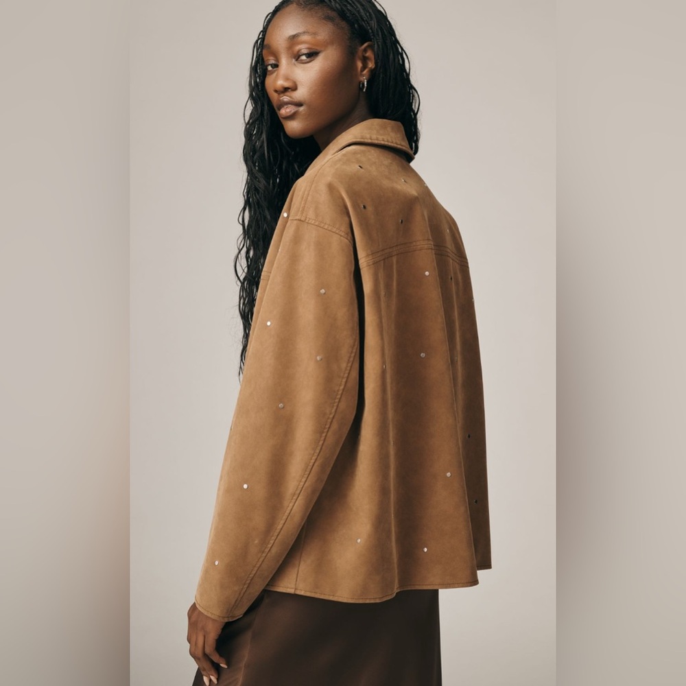 Pilcro Faux-Suede Studded Jacket in Cedar NEW - Picture 3 of 5